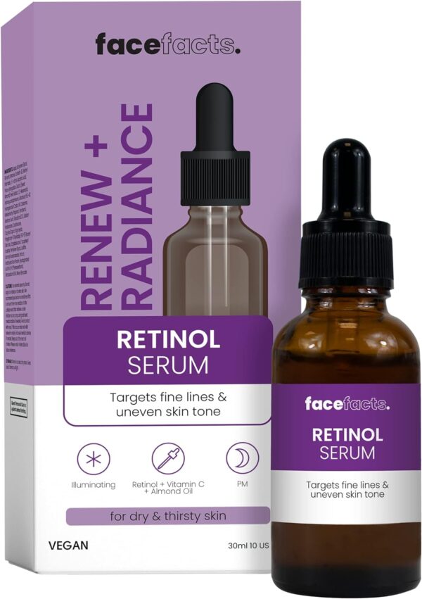 Face Facts Renewing Facial Night Serum | Retinol | Targets fine lines & uneven skin tone | 30ml