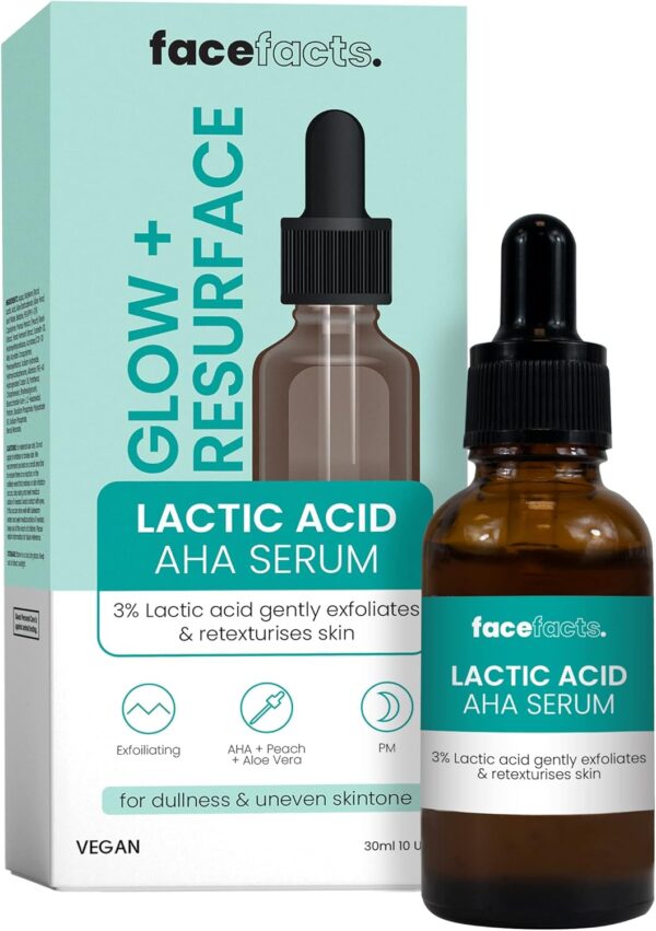 Face Facts Moisturising Facial Serum | Glowing and Even Skin | Lactic Acid | 30ml