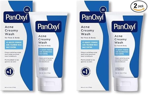 The information below is per-pack only Gentle formula contains 4% Benzoyl peroxide Daily antimicrobial wash kills acne-causing bacteria on contact and lifts dirt from pores for a fresher, clearer you. Ph balanced with 4 humectants and 3 emollients to increase hydration Cleans and unclogs pores on face, chest and back Clears existing acne fast and helps prevent new blemishes from forming